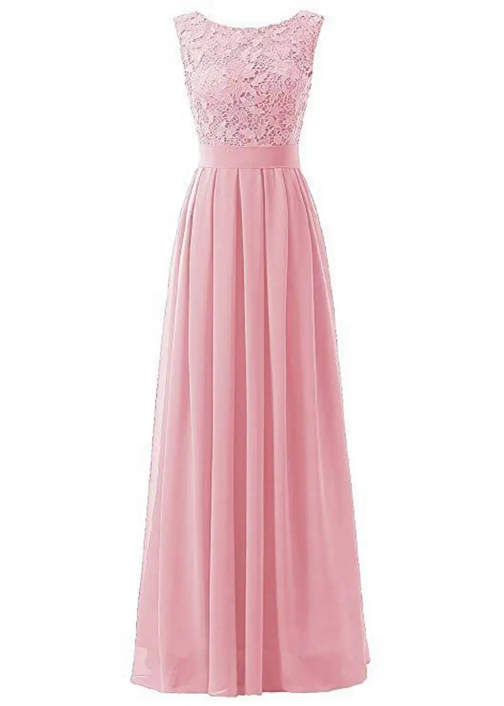 Розовое Кружевное платье подружки невесты длинное 2019 Совок Аппликация Свадебное платье без рукавов шифон длинное пляжное в пол сад