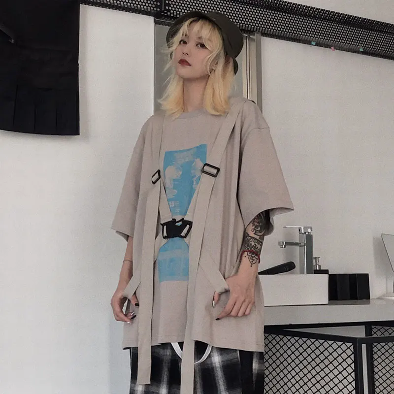 Woherb/уличная одежда Harajuku с круглым вырезом и длинным рукавом Женские футболки с принтом бандажные свободные BF Стильные топы Женская корейская мода 91481