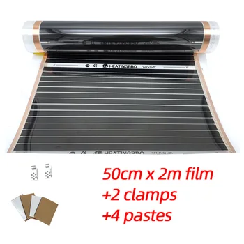 

Russia warehouse 50cm*2m & connection kits Infrared Electric Floor Heating Warm floor Film, contain 2 pcs clamps + 4 pcs pastes