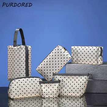

PURDORED 1 Pc Mini Heart Cosmetic Bag Women Clear Zipper Makeup Bag Female Cute Toiletry Bag Beauty Case Trousse De Toilette