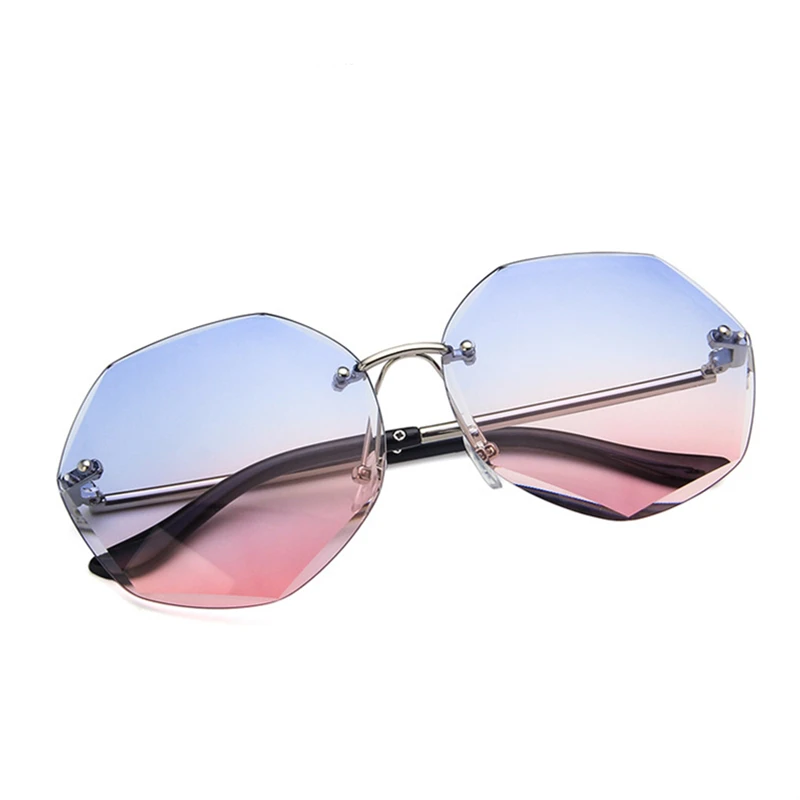 

Fashion Octagon Sunglasses Women No Frame High Quality Rimless Sun Glasses For Women Polygonal Aaccessories