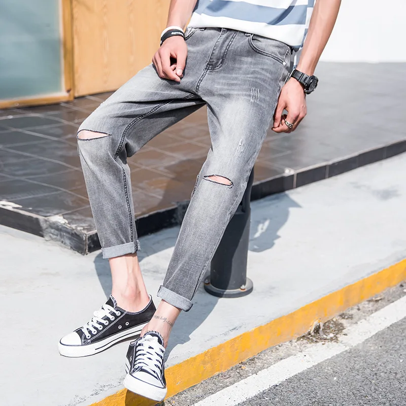 GEJIAN Summer New Fashion Jeans Men's Trend Streetwear High Quality Hip Hop Pants Brand Slim Casual Jeans Men jeans homme