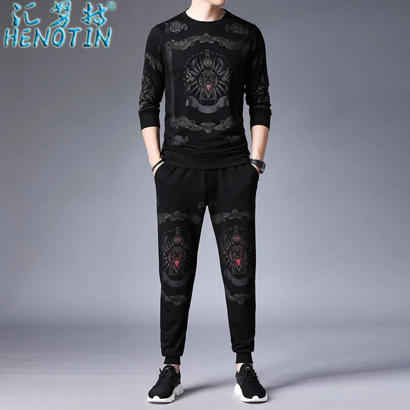 

Sink Knut Genuine Product Autumn New Style Casual Sports Clothing Set Printed Hoodie Young And Middle-aged Men Two-Piece Set Fas