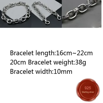 

B47 S925 sterling silver bracelet personalized fashion retro features punk hip-hop style simple letter creative style