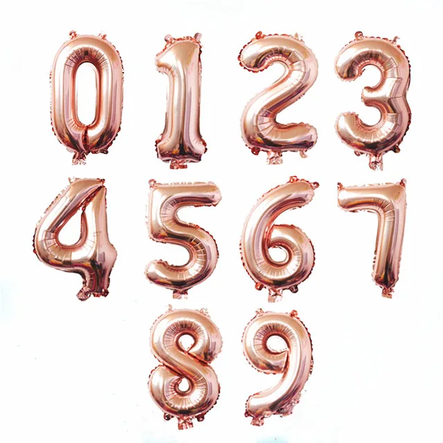 RoseGold Balloon 40 дюймов Большой розы цвета: золотистый, серебристый Фольга на день рождения воздушные шары воздушные гелиевые шара с цифрой цифры HappyBirthday вечерние украшения KidBaloons - Цвет: RoseGold Balloon