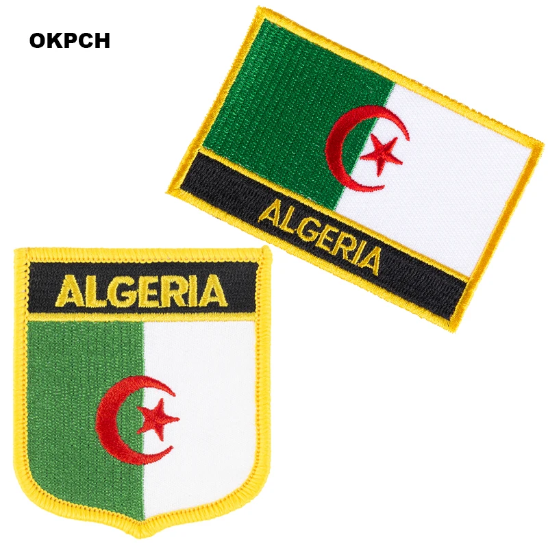 Algeria Флаг патч 2 шт набор патчей для одежды DIY украшения PT0002-2 - Цвет: PT0002-2