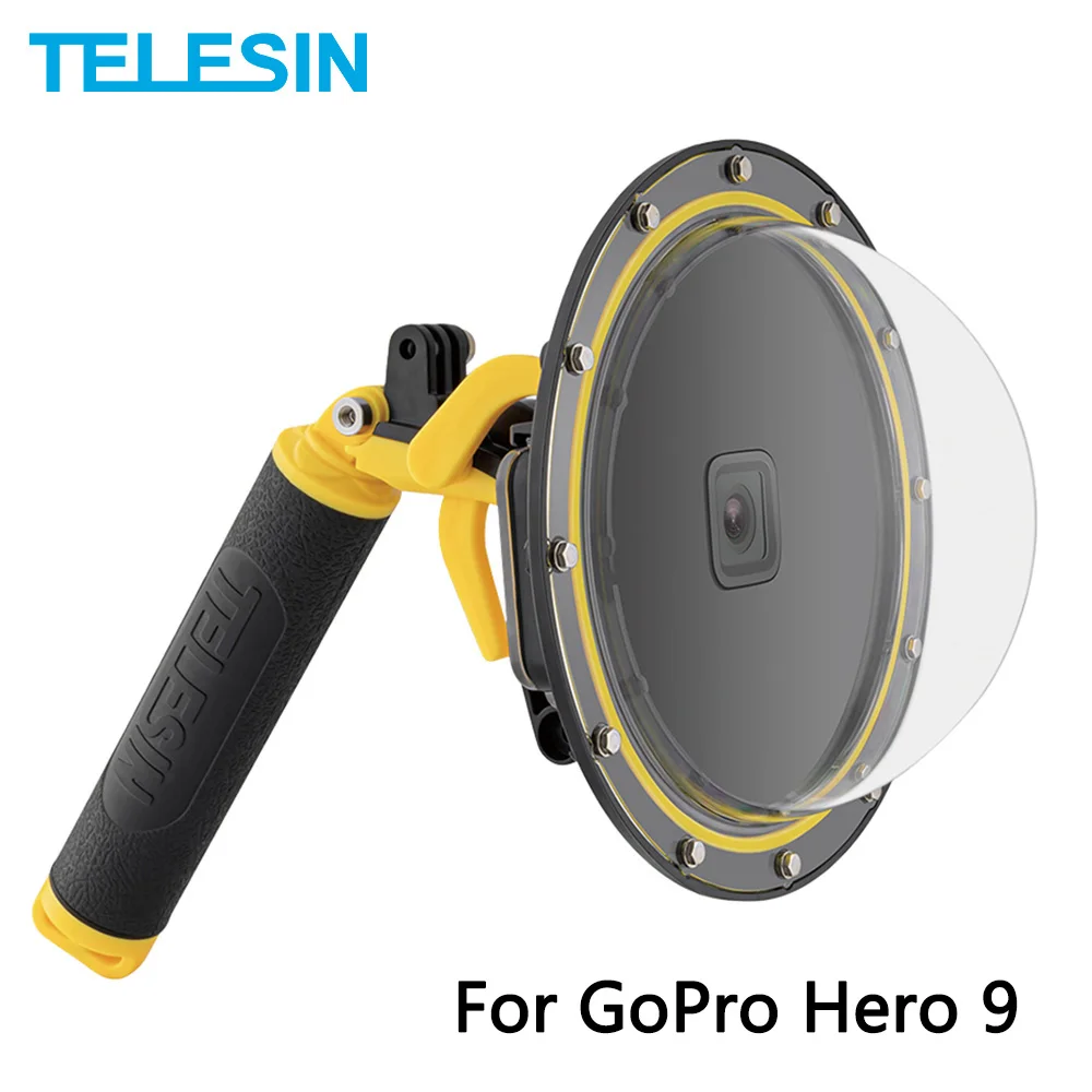 

TELESIN 6'' Dome Port 30M Waterproof Housing Diving Case with Bubble Floating Grip Trigger for GoPro Hero 9 Camera Accessories