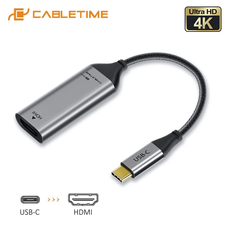 

CABLETIME USB C to HDMI Adapter Cable 4K 60Hz Thunderbolt 3 Adapter Type-c to HDMI for huawei mate 20 macBook pro hdmi to C C033