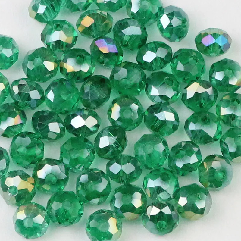 Malachite gree HGKLBB бусины с австрийскими кристаллами Rondelle, 6 мм, 50 шт., Круглые граненые стеклянные бусины, бусины для рукоделия - Цвет: Malachite gree