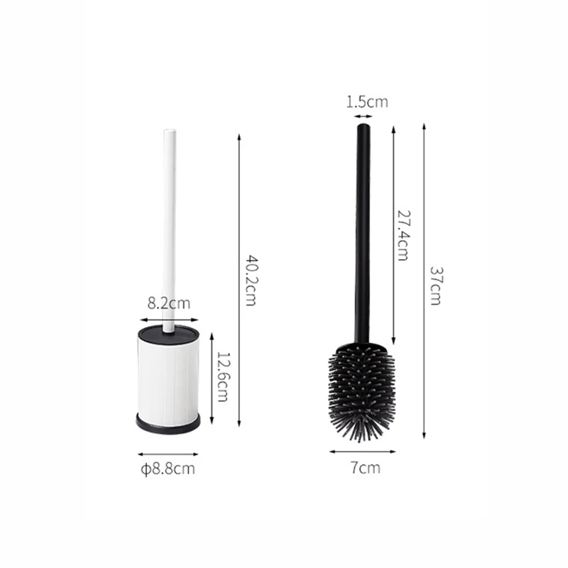 Floor-Standing toilet brush set Matt Black cleaning brush Creative toilet holder White Space Aluminum And ABS