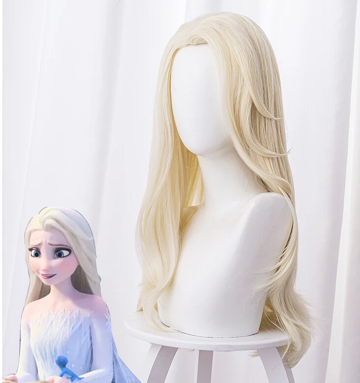 65cm Adult Princess Elsa Cosplay Wigs Straight Heat Resistant Synthetic Hair Party Wigs Women Girls