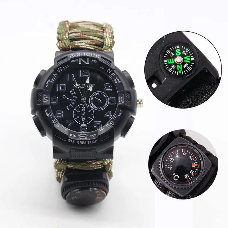 

GloryStar Multi-function Outdoor Waterproof Parachute Rope Watch Bracelet for Survival Adventure Camping
