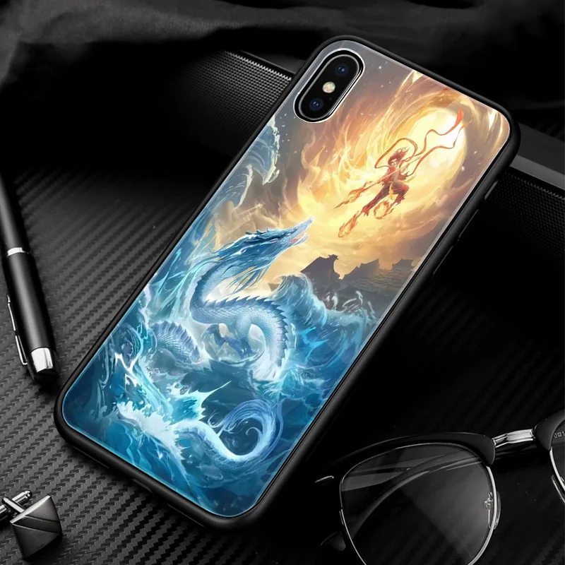 Для iPhone XS Max XR 6 6s 7 8 Plus X милый мультфильм NEZHA закаленное стекло бутик чехол Чехлы Fundas подарок