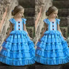 Милое платье для маленьких девочек; Новинка года; многослойное длинное платье макси с оборками; торжественные вечерние платья принцессы; красивые детские платья