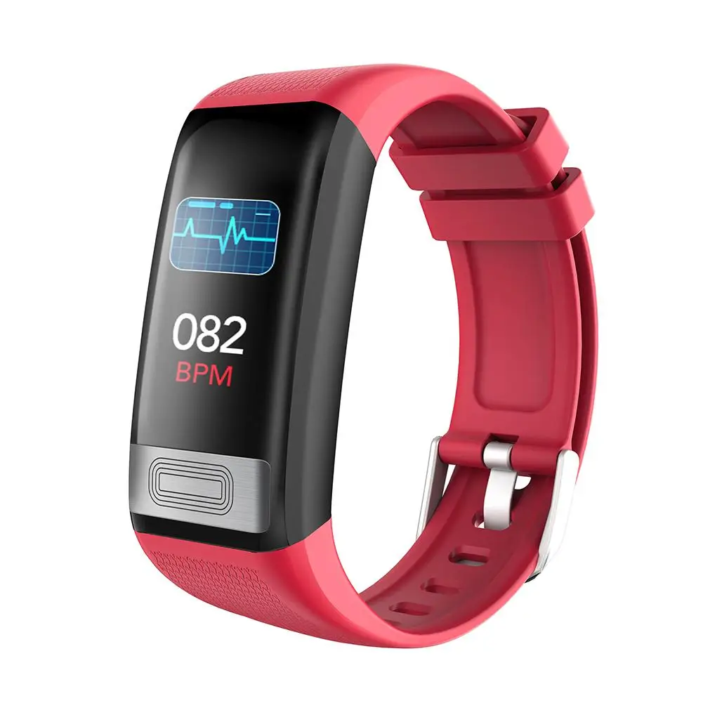 red C20S умный Браслет Bluetooth Смарт-браслет ЭКГ PPG пульсометр кровяное давление кислородный мониторинг сна водонепроницаемый C20S SmartBracelet - Цвет: red