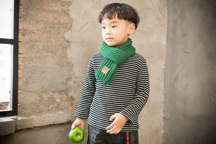 Мода, зимние детские шарфы, теплый шарф для маленьких мальчиков и девочек, однотонный мягкий шарф, воротник, детское эластичное кольцо