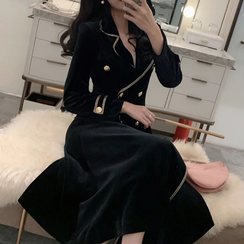 TOP QUALITY Newest Runway Baroque Designer Coat Women's Double Breasted Velvet Long Trench Coat