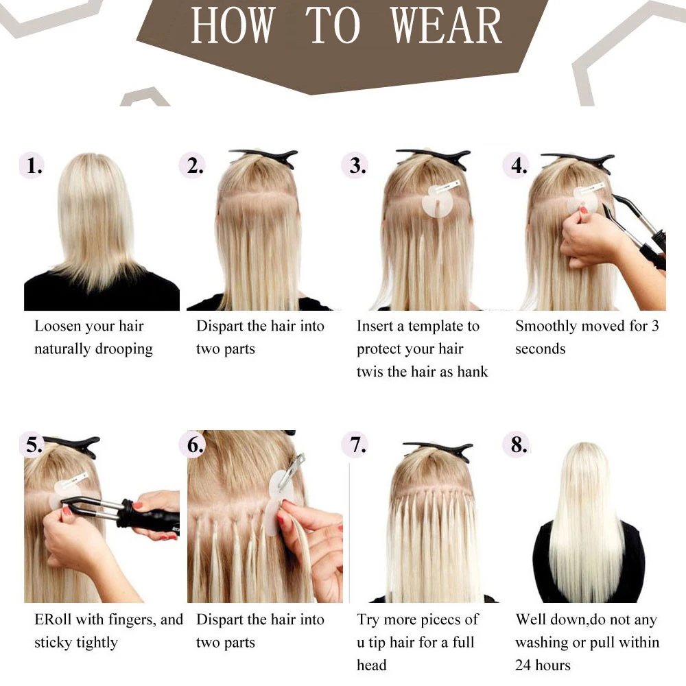 Moresoo u образные кератиновые волосы для наращивания Remy человеческие