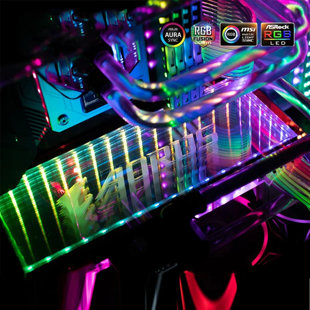 Pc Case Apron 12v 5v Aura Sync Water Cooler Custom Transperant Rgb Panel Infinite Stereo 3d Lighting Decoration Backplate Power Fans Cooling Aliexpress