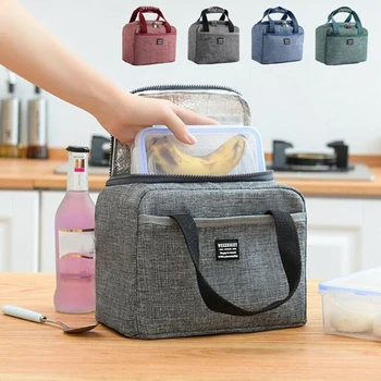 

Portable Lunch Bag New Thermal Insulated Lunch Box Tote Cooler Handbag Bento Pouch Dinner Container School Food Storage Bags
