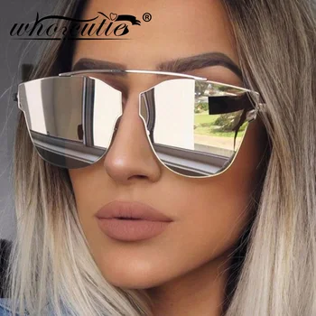 Fashion Trendy Cat Eye Sunglasses Women Luxury Brand Designer Vintage Pink Purple Silver Mirror Lens Sun Glasses Shades OM723 1