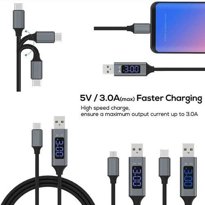 1 м usb type C Micro USB кабель для быстрой зарядки USB C кабель с светодиодный цифровым дисплеем кабель для мобильного телефона для Xiaomi huawei samsung