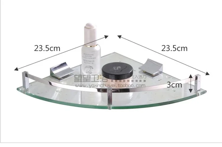 Хромированная стеклянная угловая полка для ванной комнаты 16/19,5/23,5 см - Цвет: 23.5 x 3cm