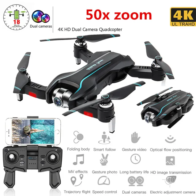 $US $54.17 WIFI Drone 4K HD with Adjustable Wide Angle Camera FPV Real Time Aerial Video Foldable Quadrocopter