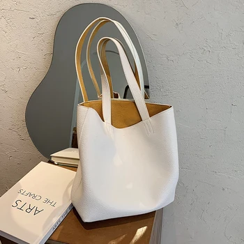 

с доставкой Available on both sides High Capacity PU Leather Shoulder Female Travel Totes Lady Fashion Trending Hand Bag