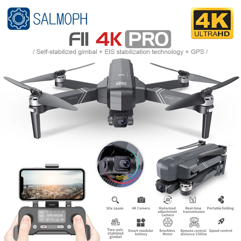 Дрон SJRC F11 PRO 4K GPS с Wi Fi FPV HD камерой двухосевой стабилизатор anti shake Gimbal бесщеточный