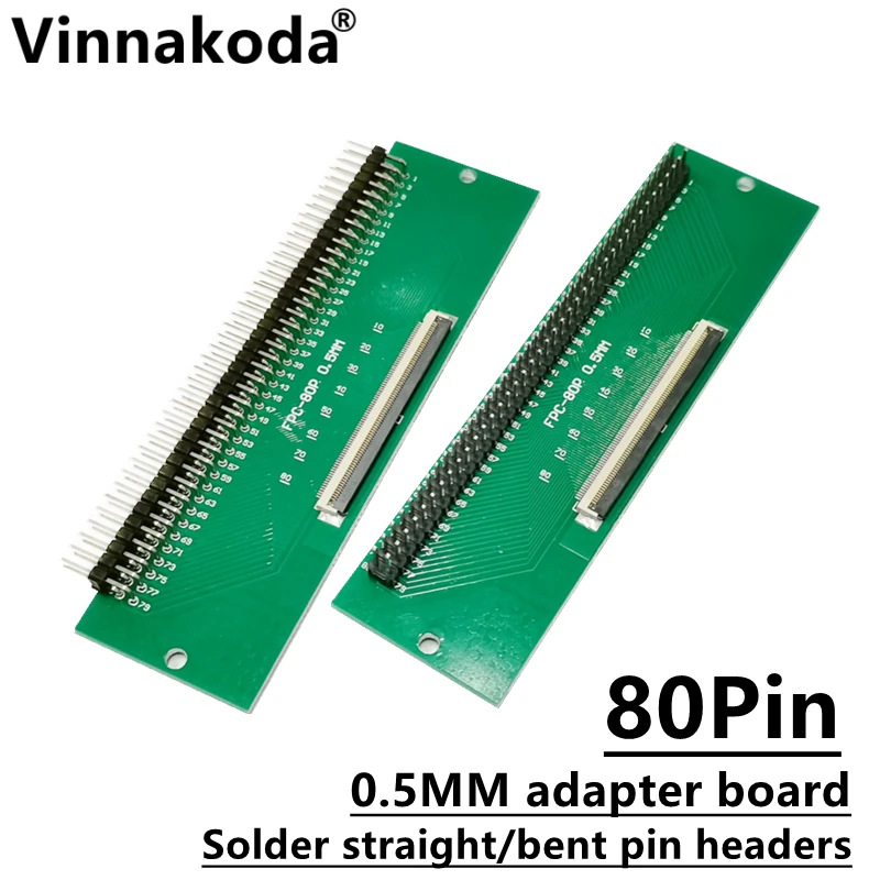 2PCS FFC/FPC adapter board 0.5MM-80P to 2.54MM welded 0.5MM-80P flip-top connector Welded straight and bent pin headers