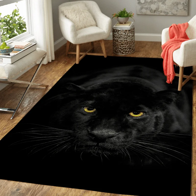 Panther Carpet Black Leopard Rug For Living Room Large Area Animal lion tiger Doormat for Bedroom Home decoration | Дом и сад
