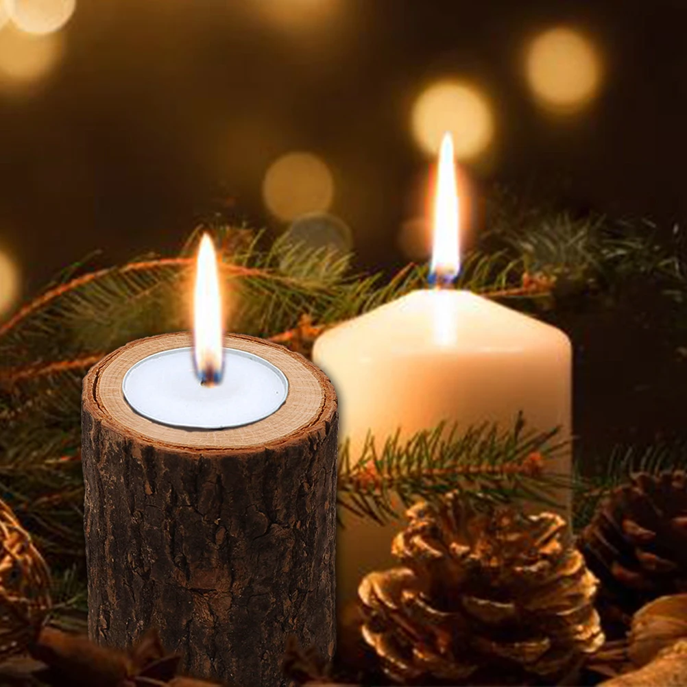 Healifty 3pcs Tealight Candle Holders Wooden Planter Flower Pot Rustic...