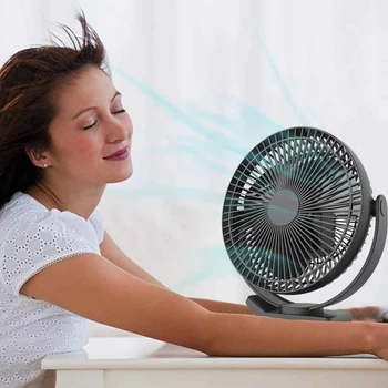 

8 Inch Car Electric Fan Adjustable Speed Rechargeable Cooling Fans with Clip for Home Car Truck Baby Stroller Black