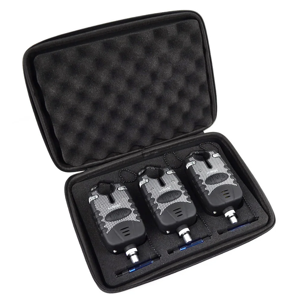 

3 Carp Fishing Bite Alarm And Swinger Set Water Resistant Blue LED Fishing Swingers Fish Bite Alarm