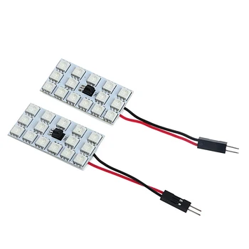 

2 x T10 15SMD Car RGB Festoon Dome Reading Light Atmosphere Lamp Remote Control E7CA