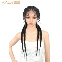 Kanyss, 24 дюйма, Супер Легкий Плетеный парик, оплетка, кружевные передние парики, синтетический парик для черных женщин, коробка для волос, коса, искусственный Locs парик