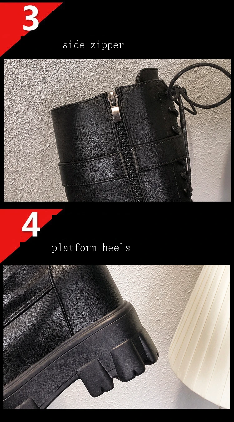patent leather knee high boots fashion women's increased shoes winter warm lace-up long boots platform punk boots