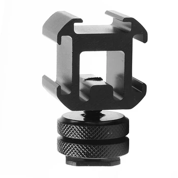 

Portable On-Camera Mount Adapter Extend Port Monitor Camera Base Microphone Multi-Functional Triple Base Head Hot Shoe Base