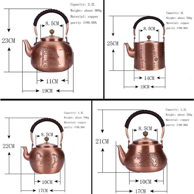 1200 Ml Tiszta Réz Forrásban Lévő Vízforraló Japán Stílusú Kézzel Készített Piros Teáskanna Nagy Kapacitású Sörfőzde Retro Teakészlet - Image 6