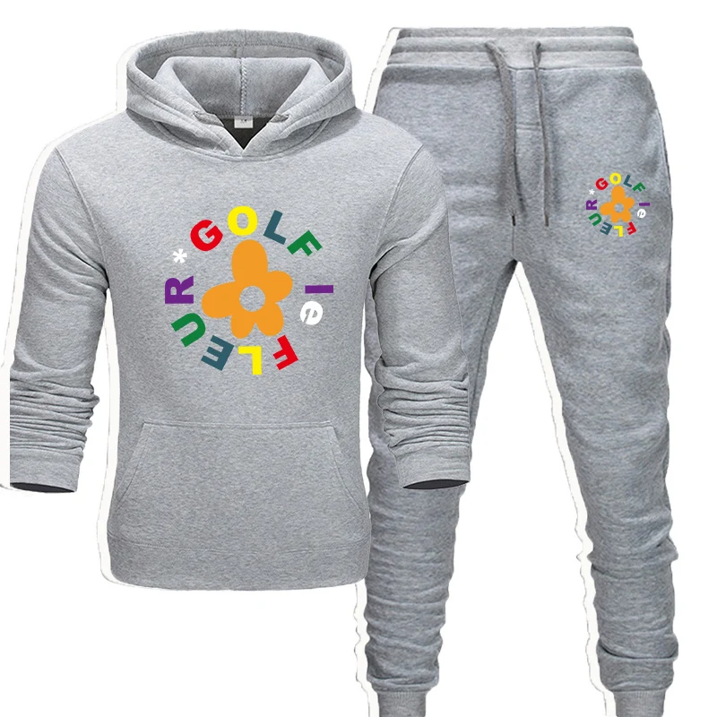 New Men's Hooded Fleece Warm Sportswear Men's Sweatshirt Set Hoodie and Track Pants Jogging Men's Hooded Sportswear 2XL