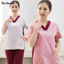 Высокое качество, моющаяся Больничная хирургическая форма с v-образным вырезом, наборы, женские потертости, прочные и цветные, с коротким рукавом, хирургические наборы