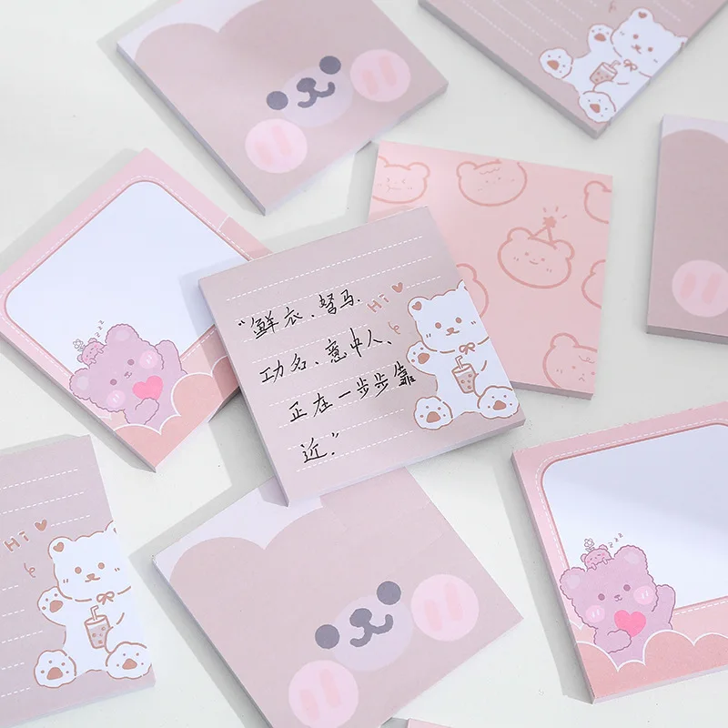 Korean Ins Not Sticky Memo Pads Cartoon Cute Student Message Stationery Office Learn Simple Planner Label Paper Kawaii Tearable