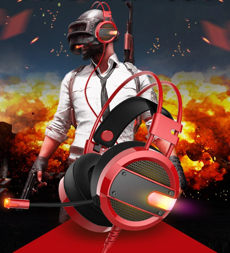 Gaming Headset Headphone Bass Over-Ear Noise Cancel Wired Gaming Headset with Microphone LED Light Earphone for PC PS4 Laptop