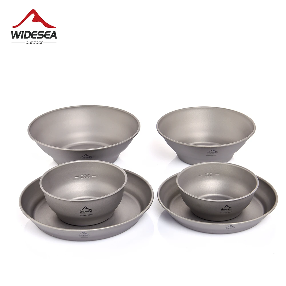 Widesea Camping Ultralight Titanium Bowl Plate Pan Tableware Set Multi