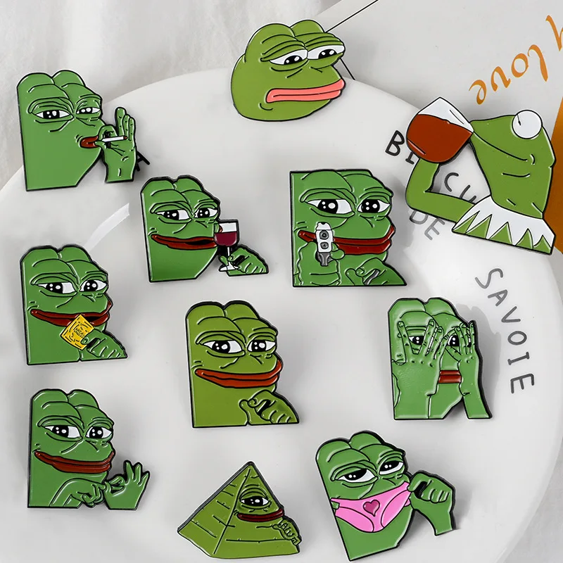 11 видов стилей лягушка Pepe эмаль на булавке металлической выражение лица броши в