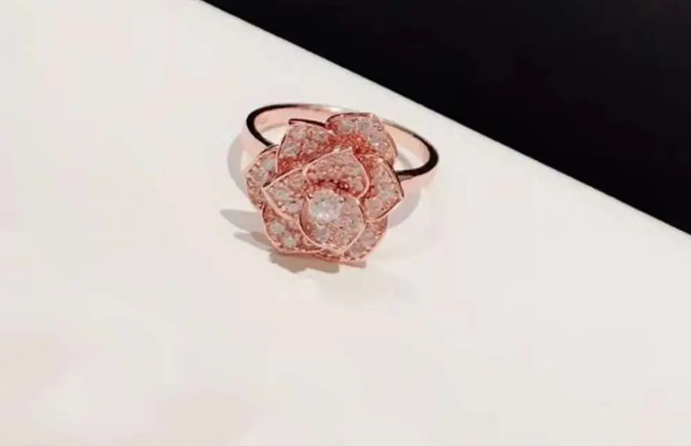 925 пробы Серебряное романтическое серебряное кольцо с камелией модное CZ Кристальное кольцо с цветком розы элегантное для свадьбы помолвки кольца для влюбленных