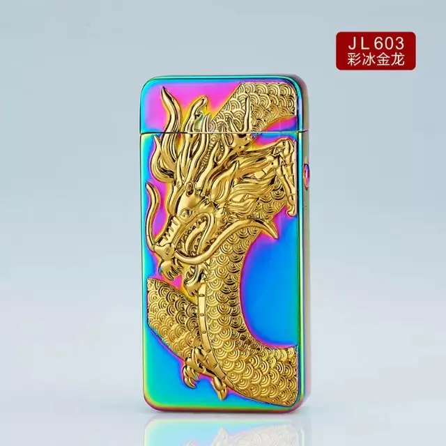 Двойной Импульсный дуговой USB перезаряжаемая Зажигалка Креативный дизайн дракон электрическая плазменная Зажигалка для сигарет табачный дым кальян - Цвет: 2