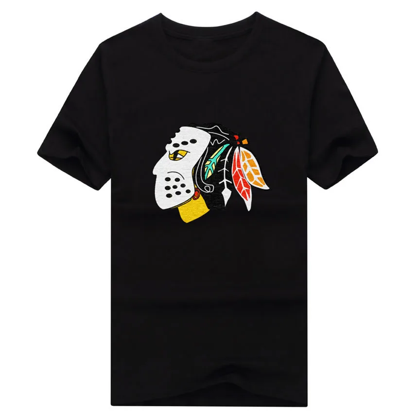 Мужская футболка Chicago fans Blackhawks head с логотипом в виде солнцезащитных очков хлопковая Футболка - Цвет: 4