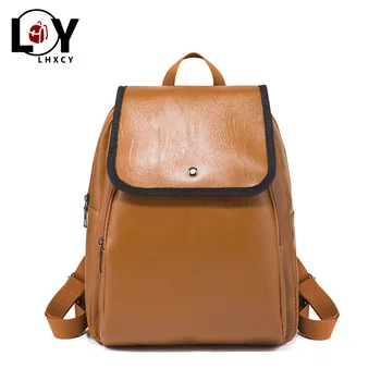 

Oil Wax Skin Leather Women Backpacks Fashion Sac A Dos Travel Bagpacks Mochilas School High Capacity Bags For Girls Preppy Style